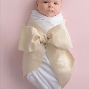 The Beaufort Bonnet Company Pearl Strand Silk Gold Bow Swaddle